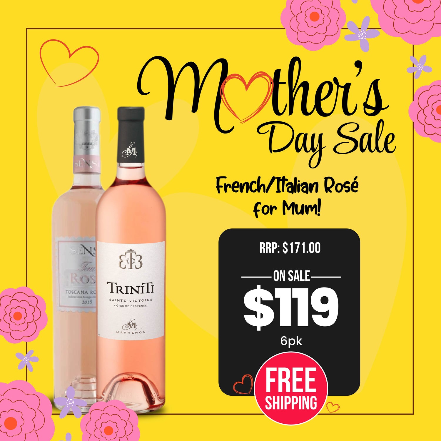 French/Italian Rosé For Mum 6pk!